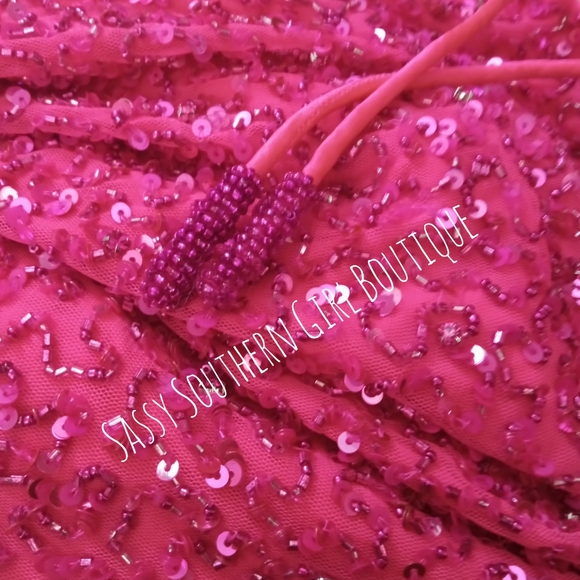 🆕⭐ RETROFETE hot pink beaded mini dress - Picture 2 of 10